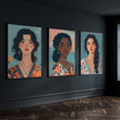 Artwork For Living Room Walls | Set of 3 Boho Women Wall art Prints
