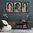 Artwork For Living Room Walls | Set of 3 Boho Women Wall art Prints