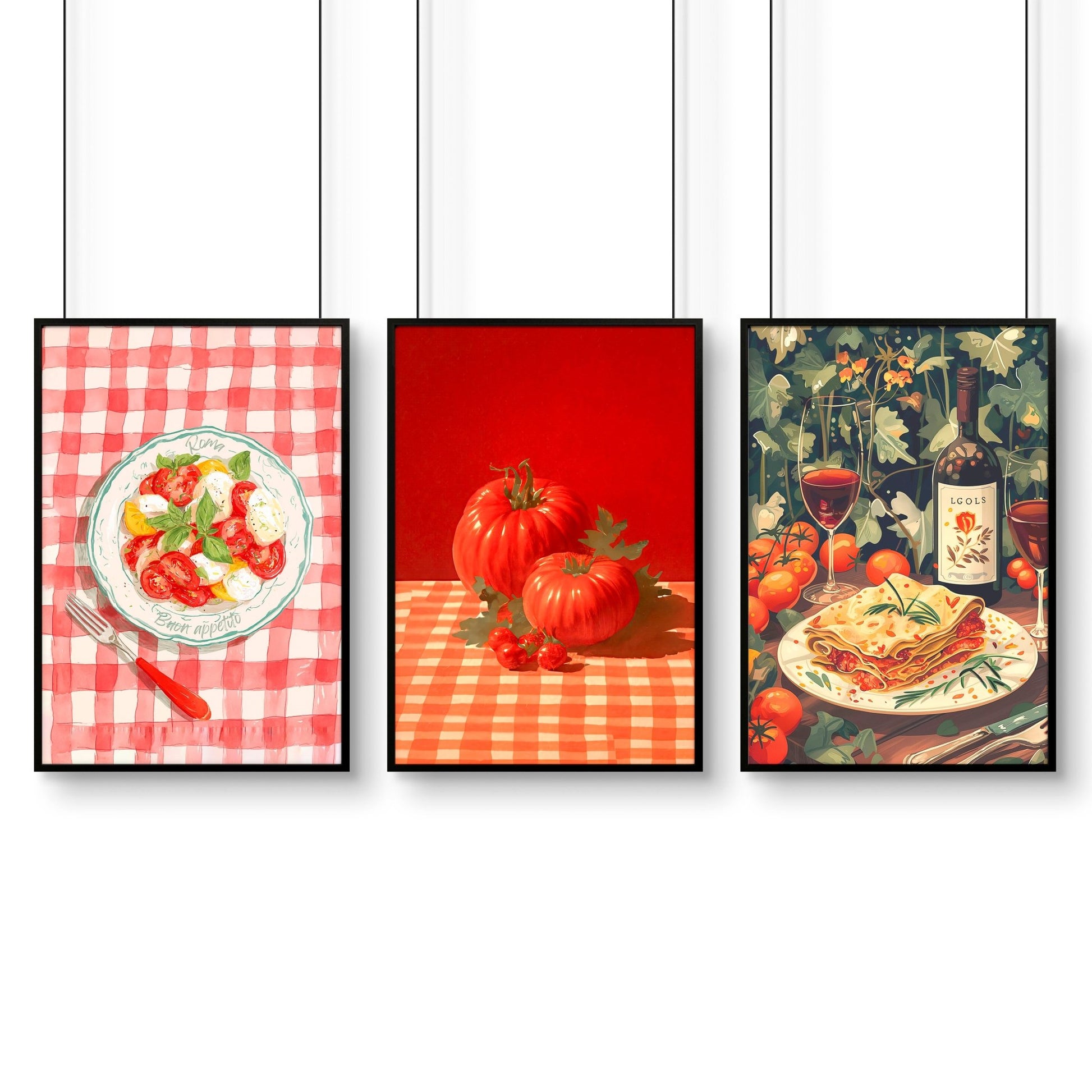 Artwork For The Kitchen Wall | Set of 3 Italian Lifestyle Wall art Prints