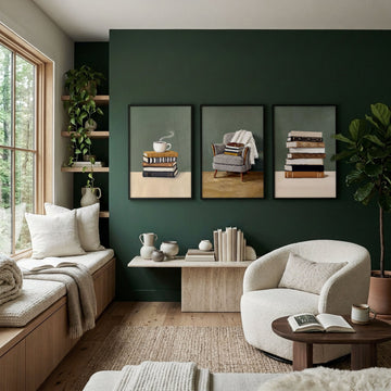 Artwork for the Living Room Bohemian Books & Reading Nook wall art displayed on a wall in a styled room — view 2