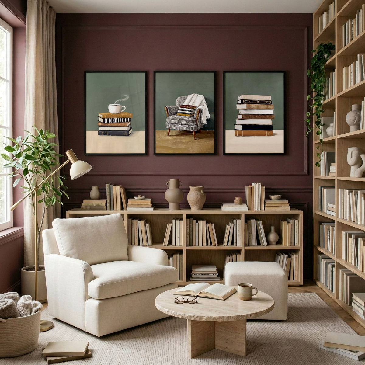 Artwork for the Living Room Bohemian Books & Reading Nook wall art displayed on a wall in a styled room — view 5