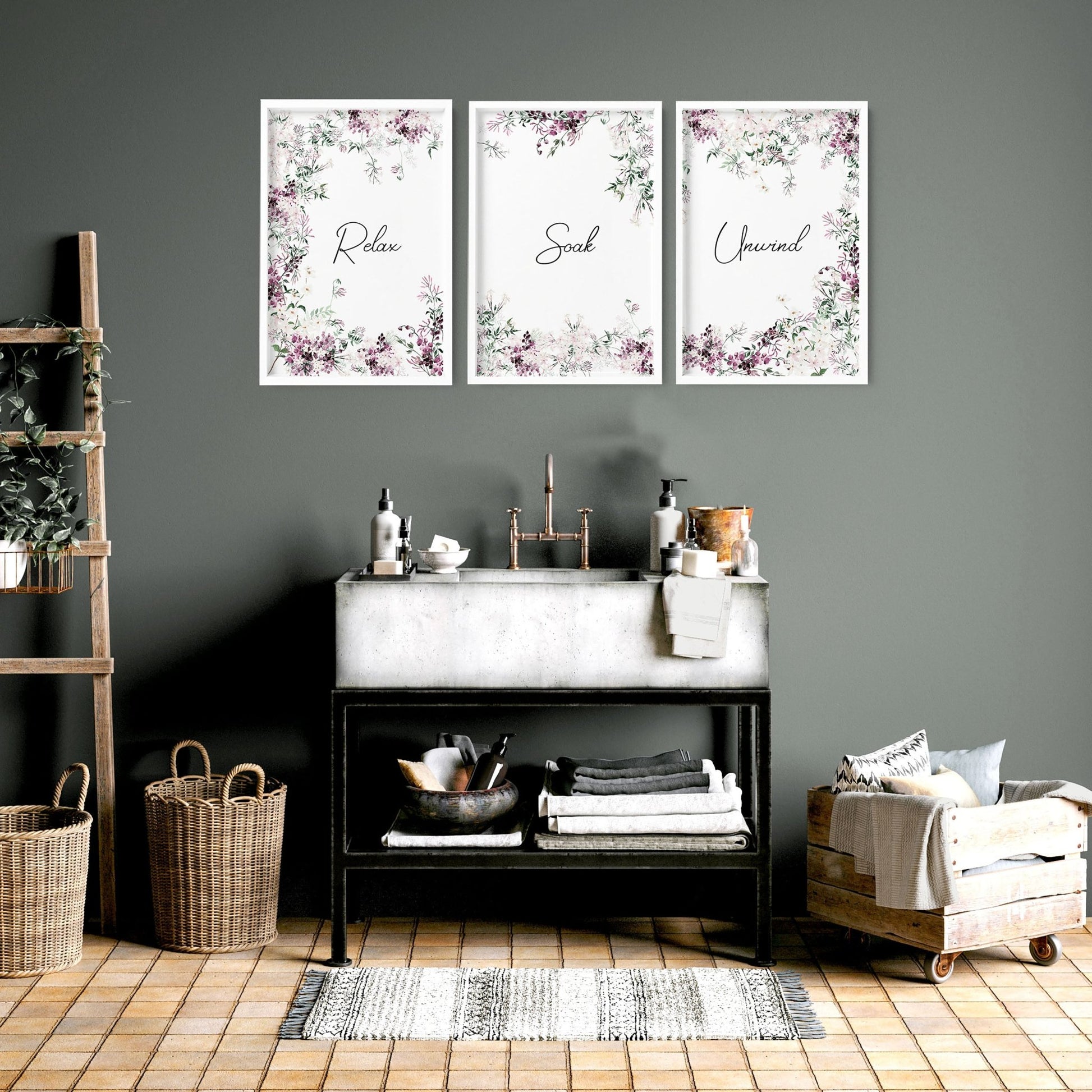 Artwork In Bathroom | Set of 3 wall art prints