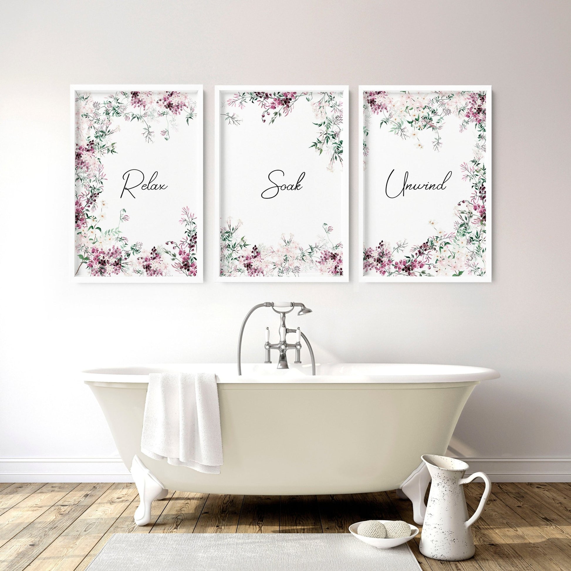 Artwork In Bathroom | Set of 3 wall art prints