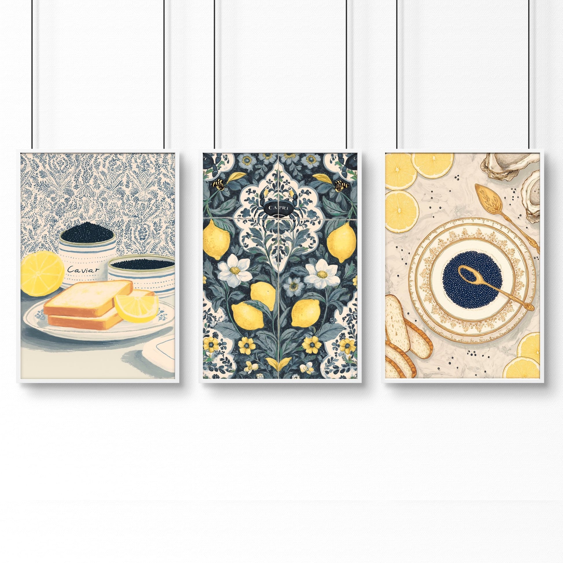Artwork In Kitchen | Set of 3 Italian Lifestyle Wall art Prints