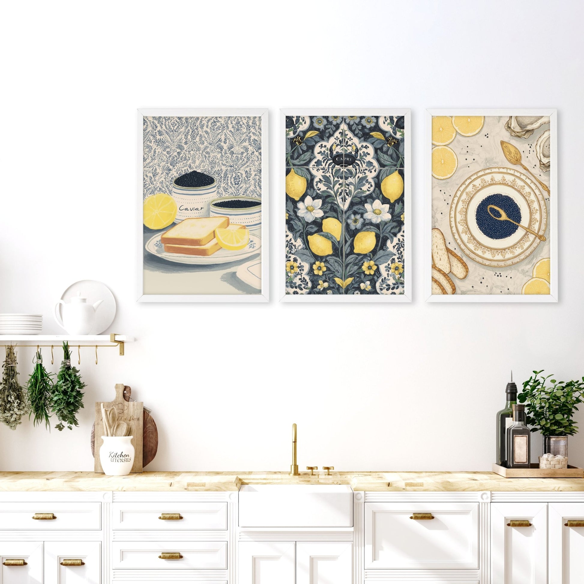 Artwork In Kitchen | Set of 3 Italian Lifestyle Wall art Prints