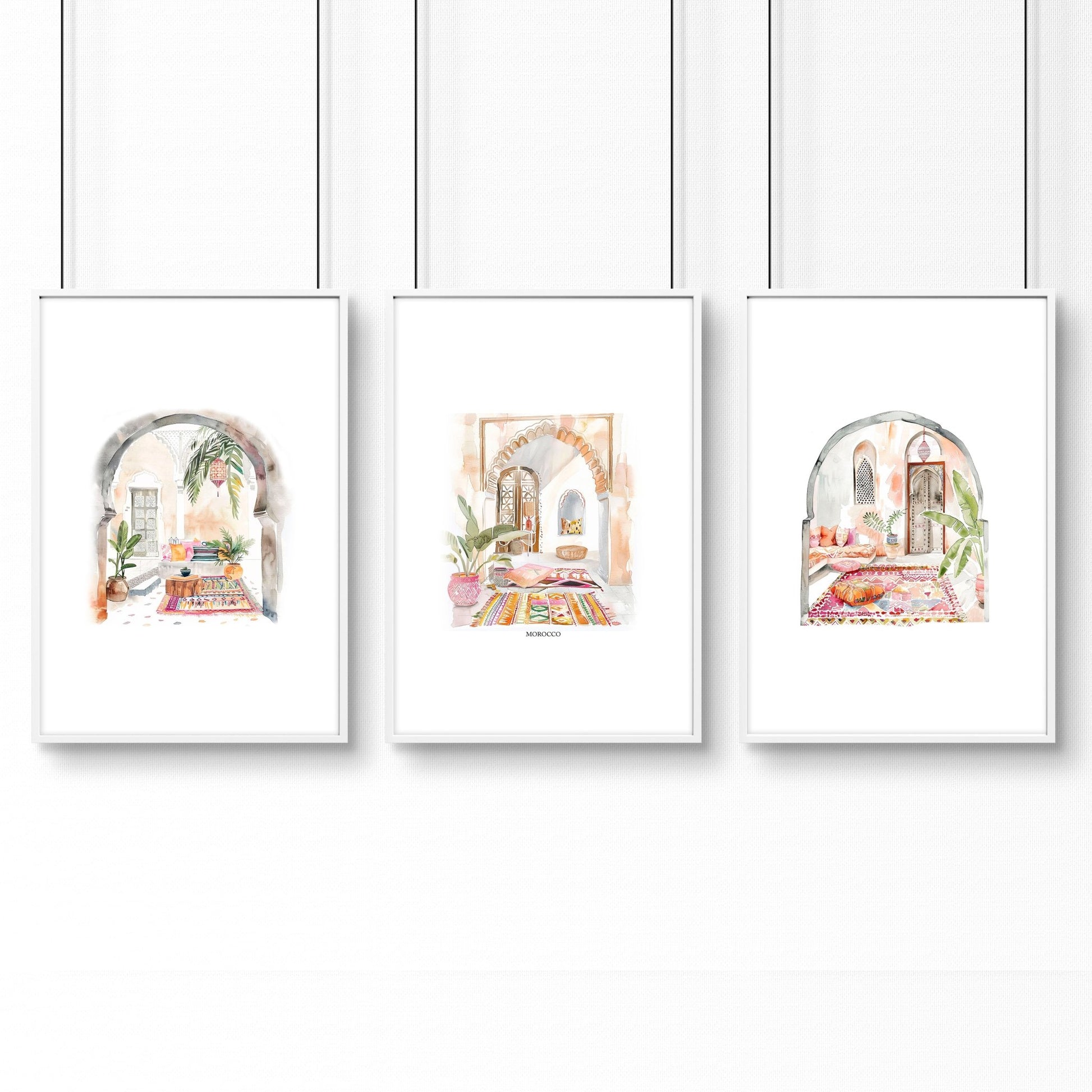 Artwork With Frame | Set of 3 Moroccan Inspired Wall art Prints