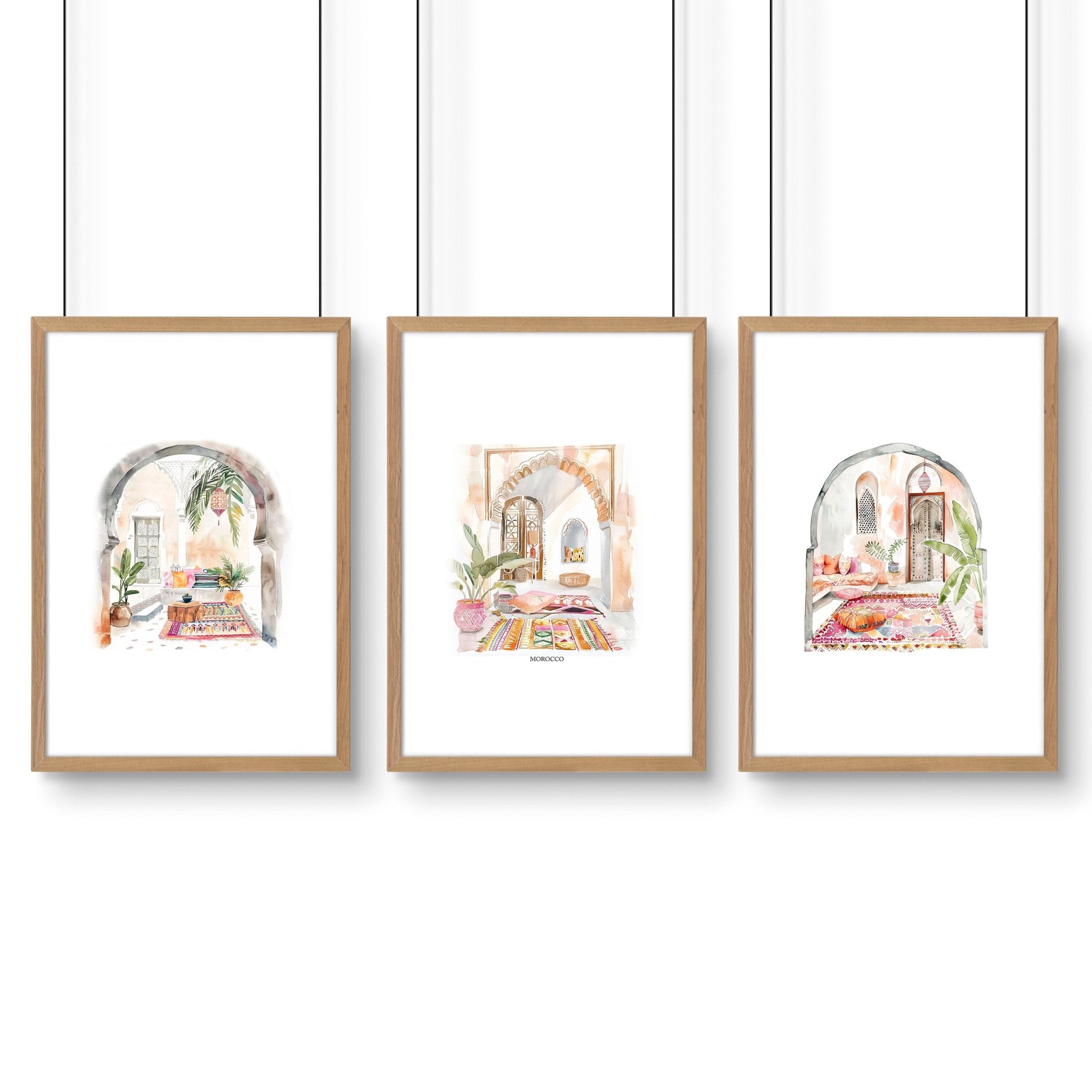Artwork With Frame | Set of 3 Moroccan Inspired Wall art Prints