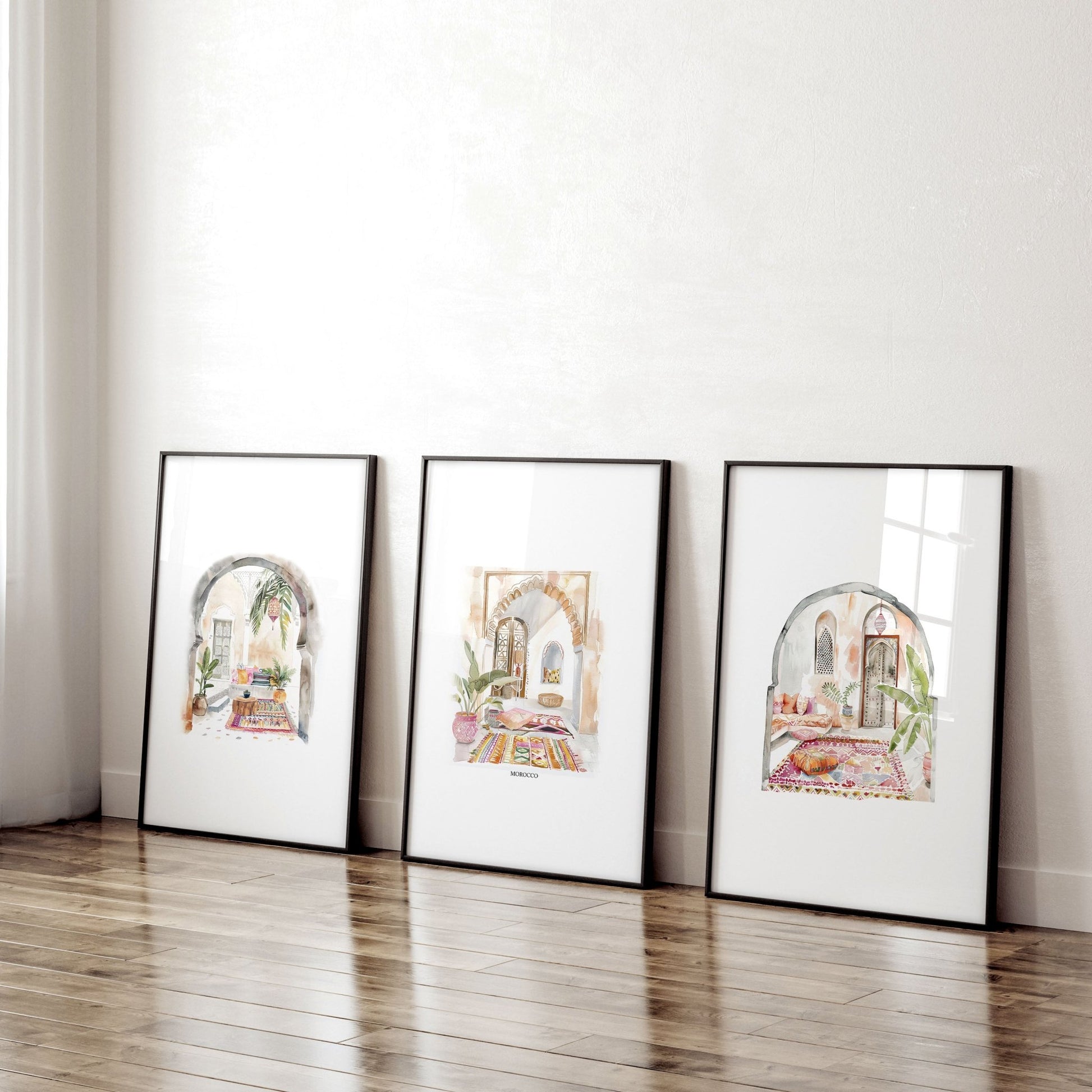 Artwork With Frame | Set of 3 Moroccan Inspired Wall art Prints