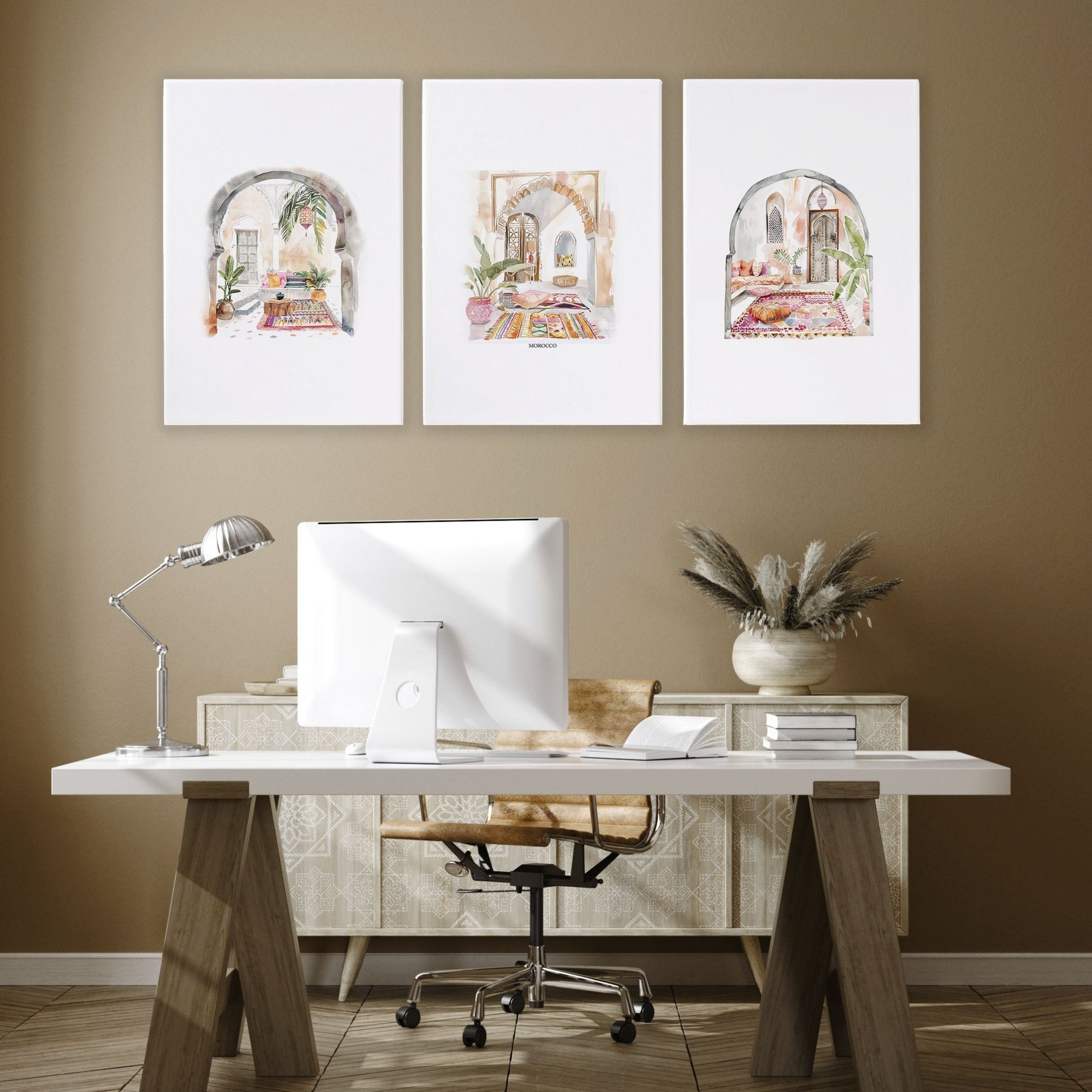 Artwork With Frame | Set of 3 Moroccan Inspired Wall art Prints