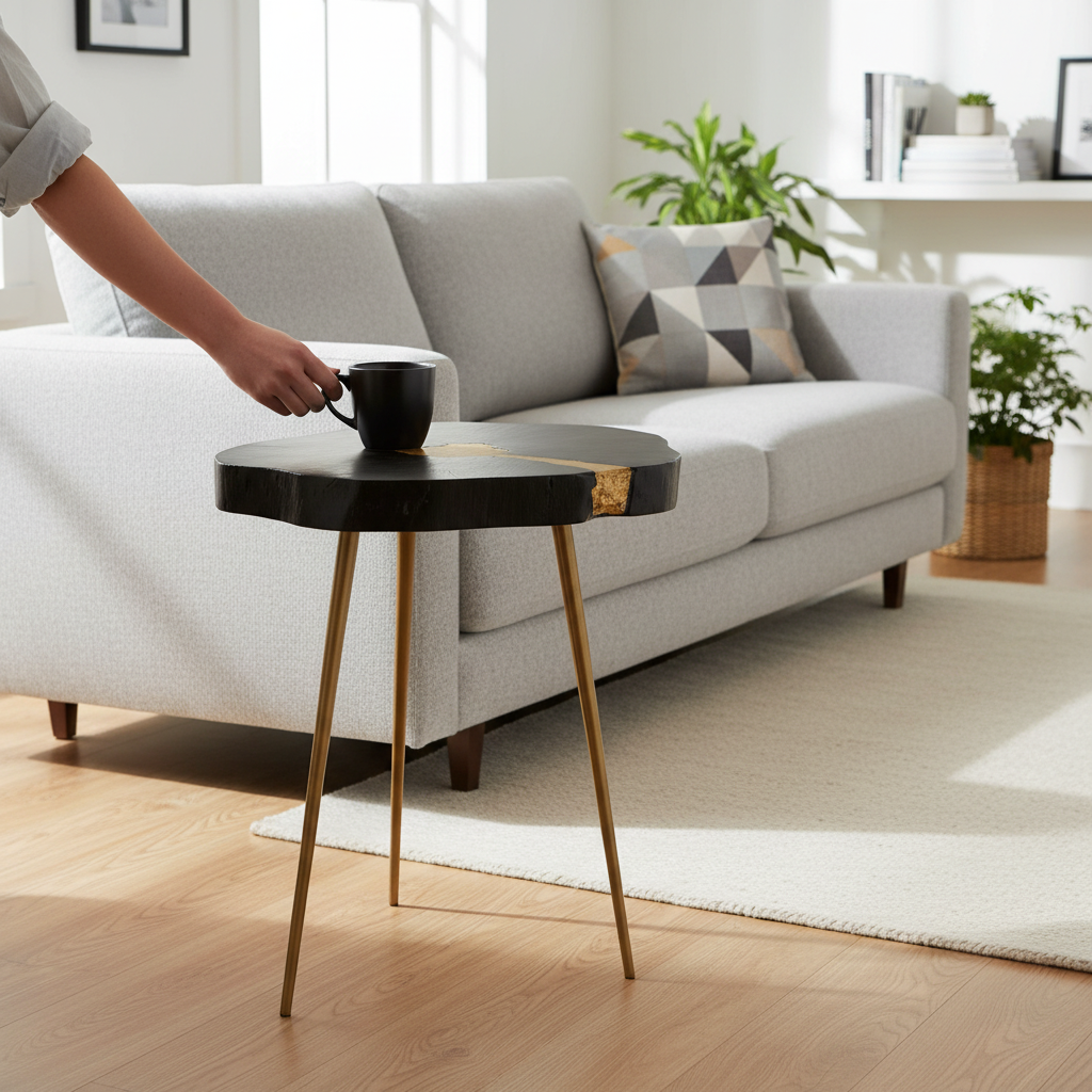 Asamra Black Side Table