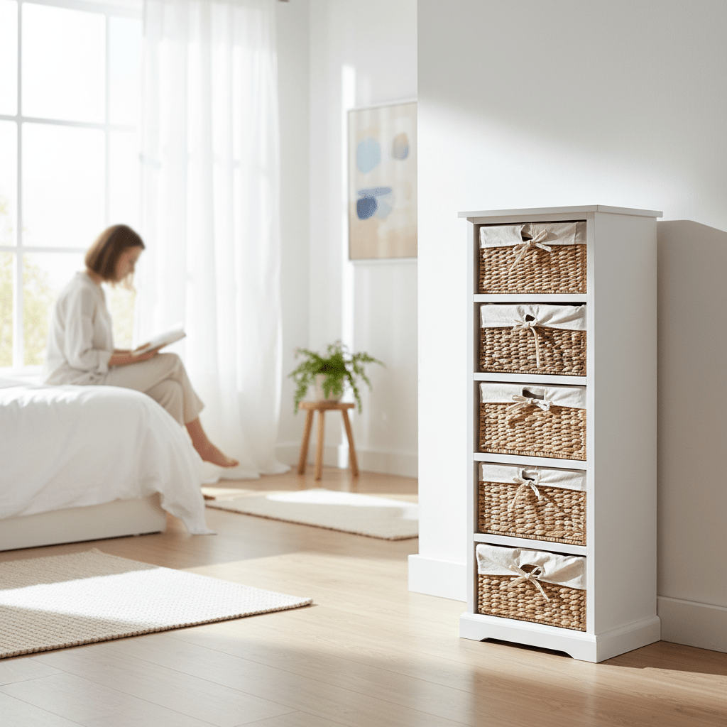 Ashby 5 Seagrass Drawer Chest.