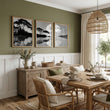 Asian Painting Japanese Moonrise Silhouette Grey & Black wall art displayed on a wall in a styled room — view 7