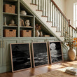 Asian Wall Art Panels | Japandi Moonrise Landscape, Black & White Japanese Seascape displayed on a wall in a styled room — view 3