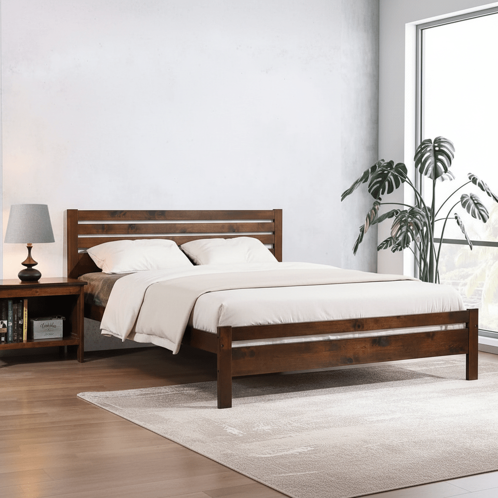 Astley Double Bed Solid Hardwood Antique Oak