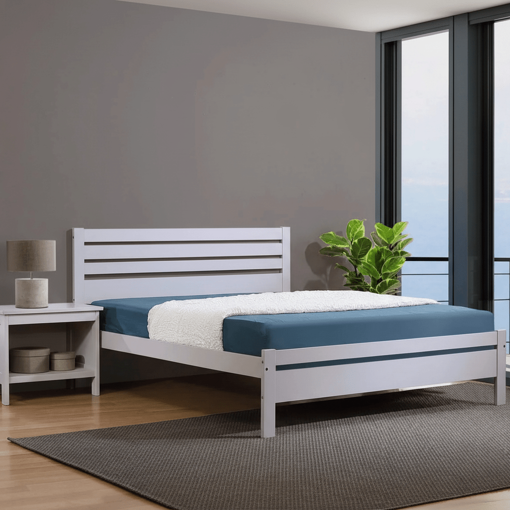 Astley King Size Bed Solid Hardwood Grey
