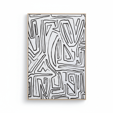 Astratto Abstract Black and Cream Textured Wall Art