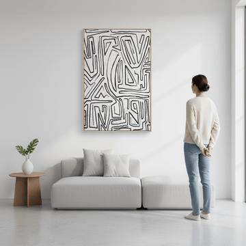 Astratto Abstract Black and Cream Textured Wall Art