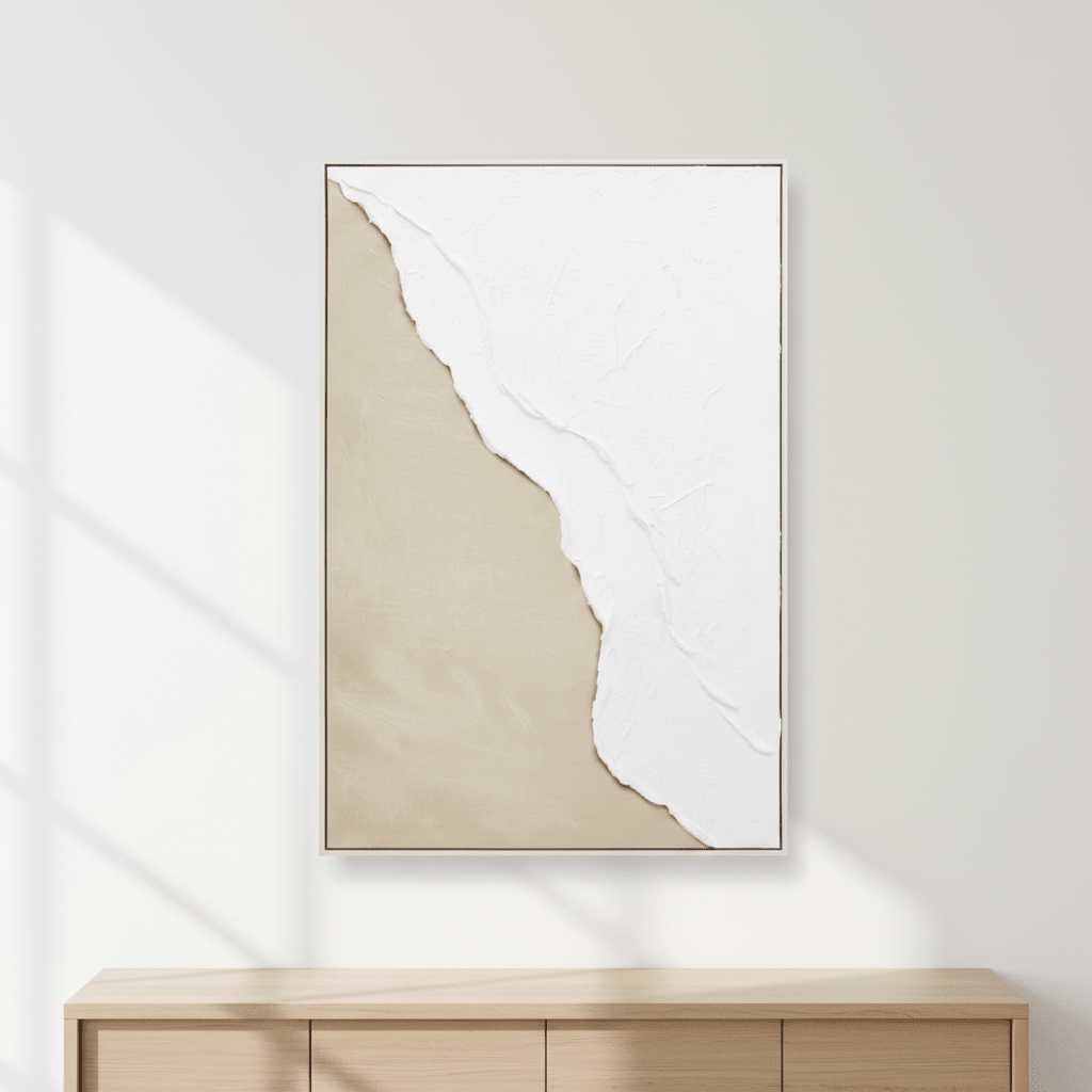 Astratto Canvas Natural And White Textured Plaster Wall Art