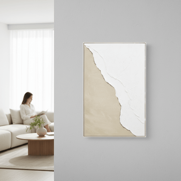 Astratto Canvas Natural And White Textured Plaster Wall Art