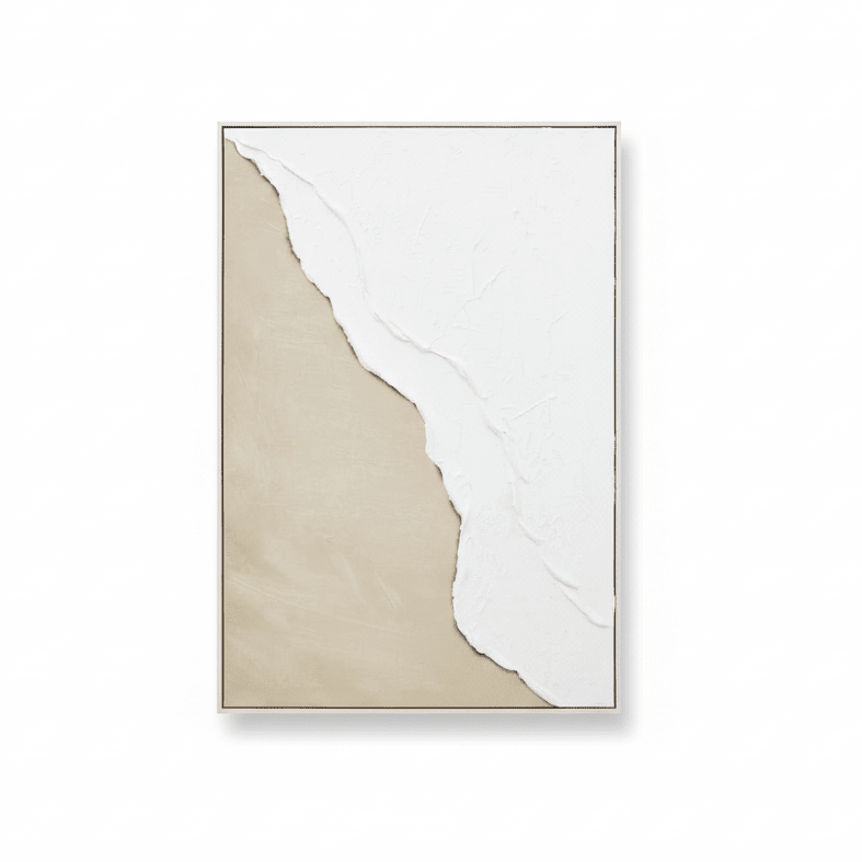 Astratto Canvas Natural And White Textured Plaster Wall Art