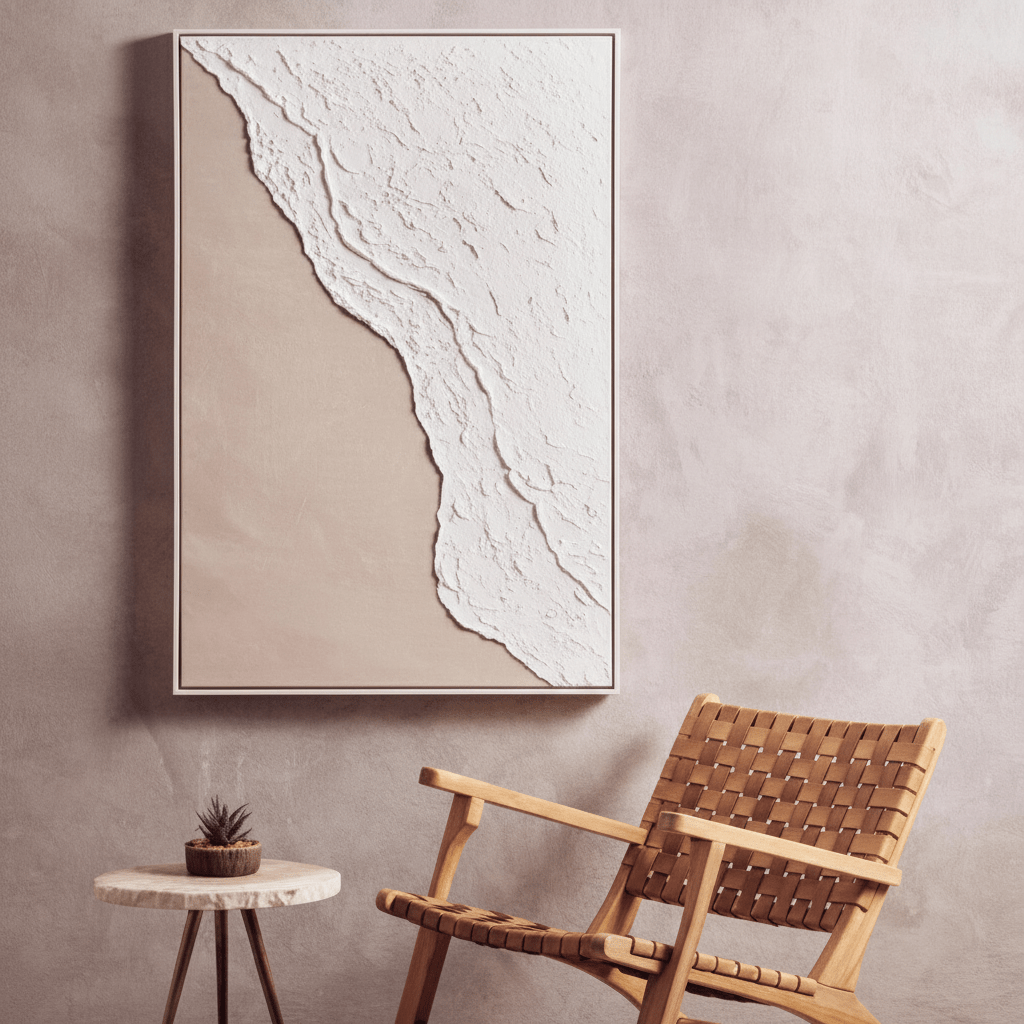 Astratto Canvas Natural And White Textured Plaster Wall Art