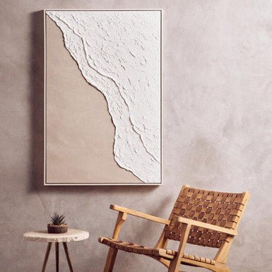 Astratto Canvas Natural And White Textured Plaster Wall Art