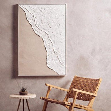 Astratto Canvas Natural And White Textured Plaster Wall Art