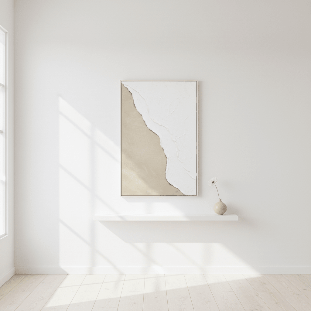 Astratto Canvas Natural And White Textured Plaster Wall Art