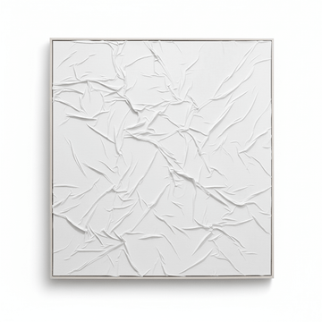 Astratto Canvas White Pleated Fabric Hand Painted Wall Art