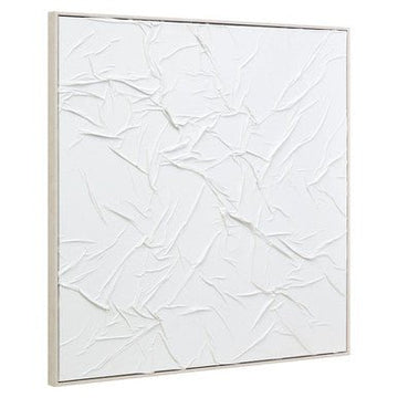 Astratto Canvas White Pleated Fabric Hand Painted Wall Art