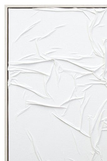 Astratto Canvas White Pleated Fabric Hand Painted Wall Art