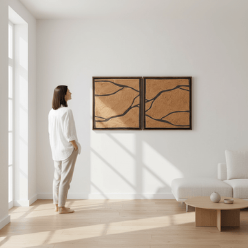Astratto Set Of 2 Brown and Black Textured Wall Art