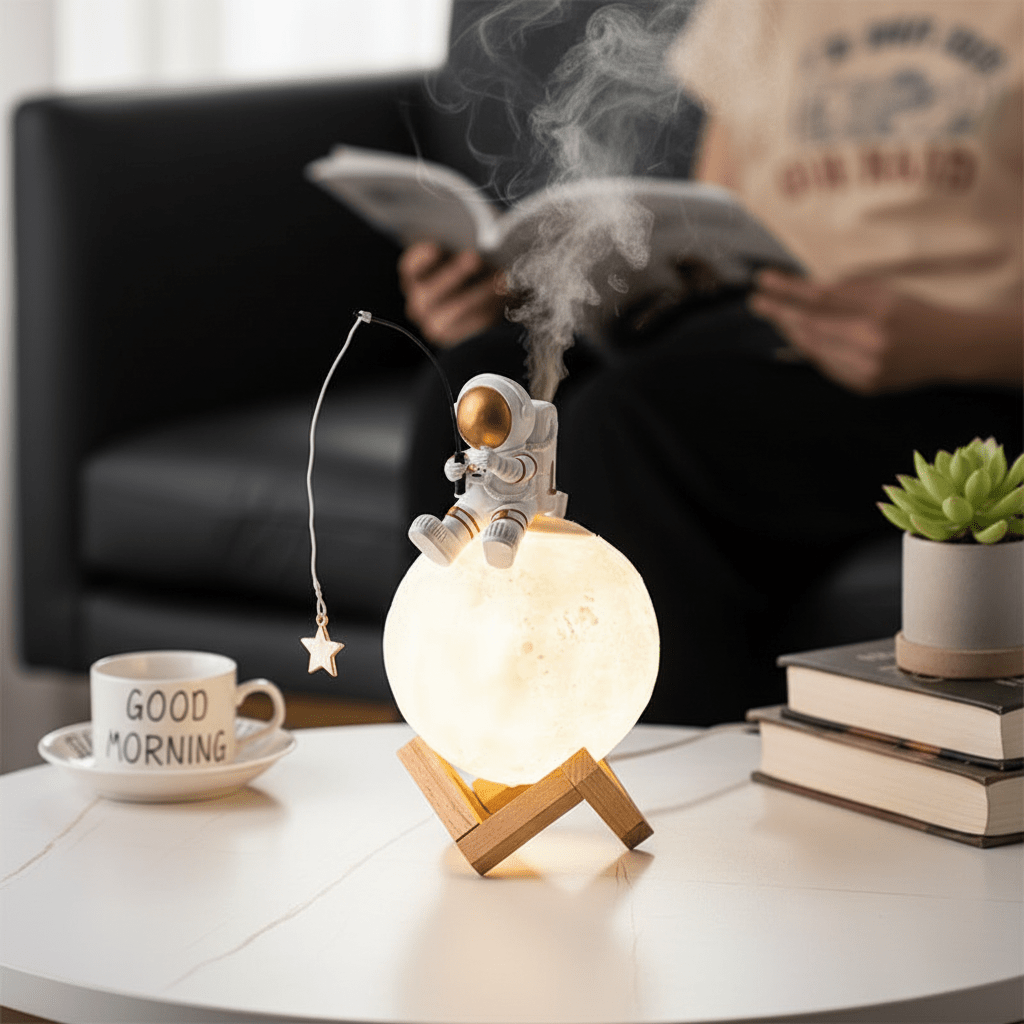 Astronaut Figurines Home Decoration Resin Space Man Miniature Night Light Humidifier Cold Fog Machine Accessories
