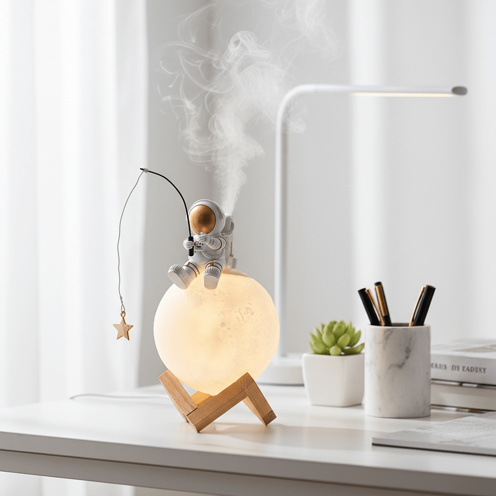 Astronaut Figurines Home Decoration Resin Space Man Miniature Night Light Humidifier Cold Fog Machine Accessories