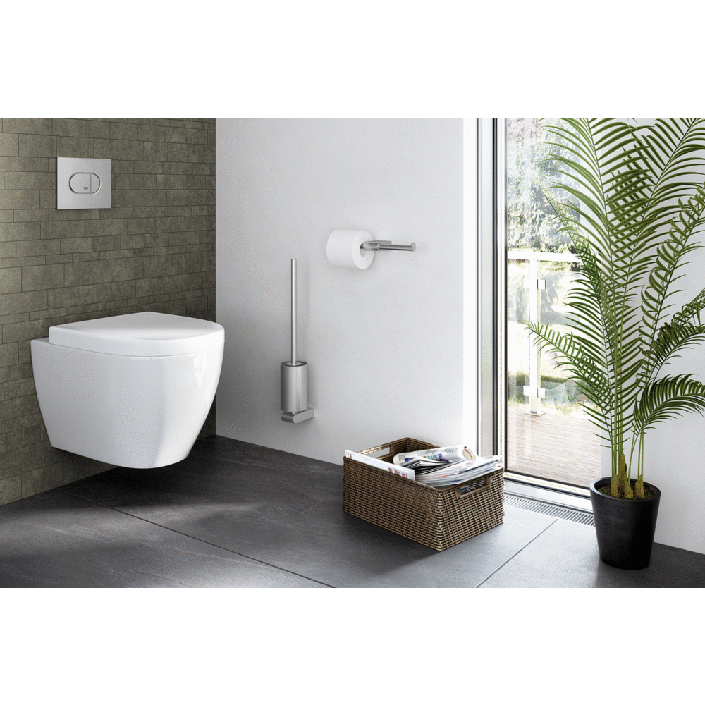 Atore Brushed Stainless Steel Wall Mounted Toilet Brush - Premium Quality Bathroom Accessory