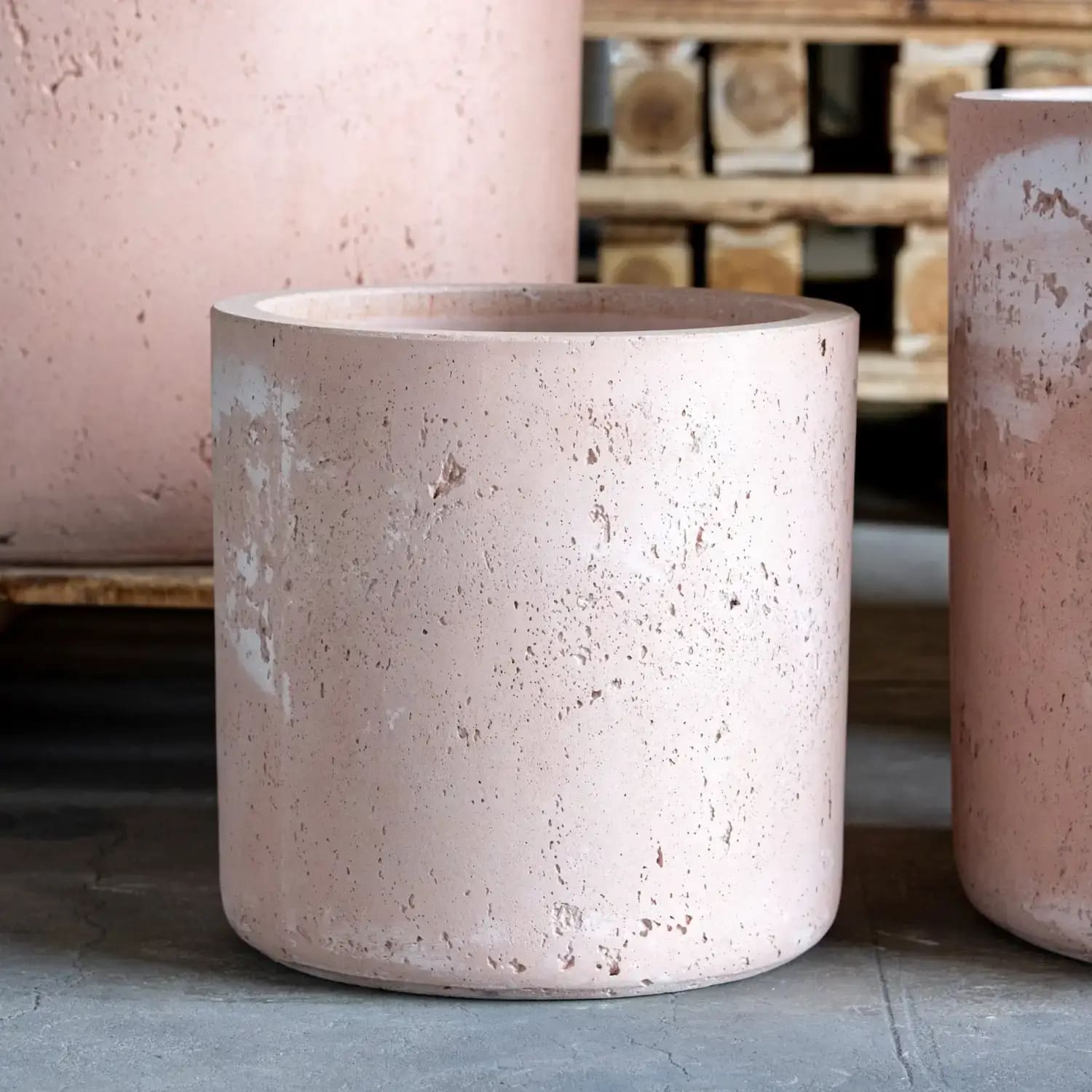 Aurella | Blushstone – 70cm X Large Concrete Cylinder Planter – 199L Round Plant Pot