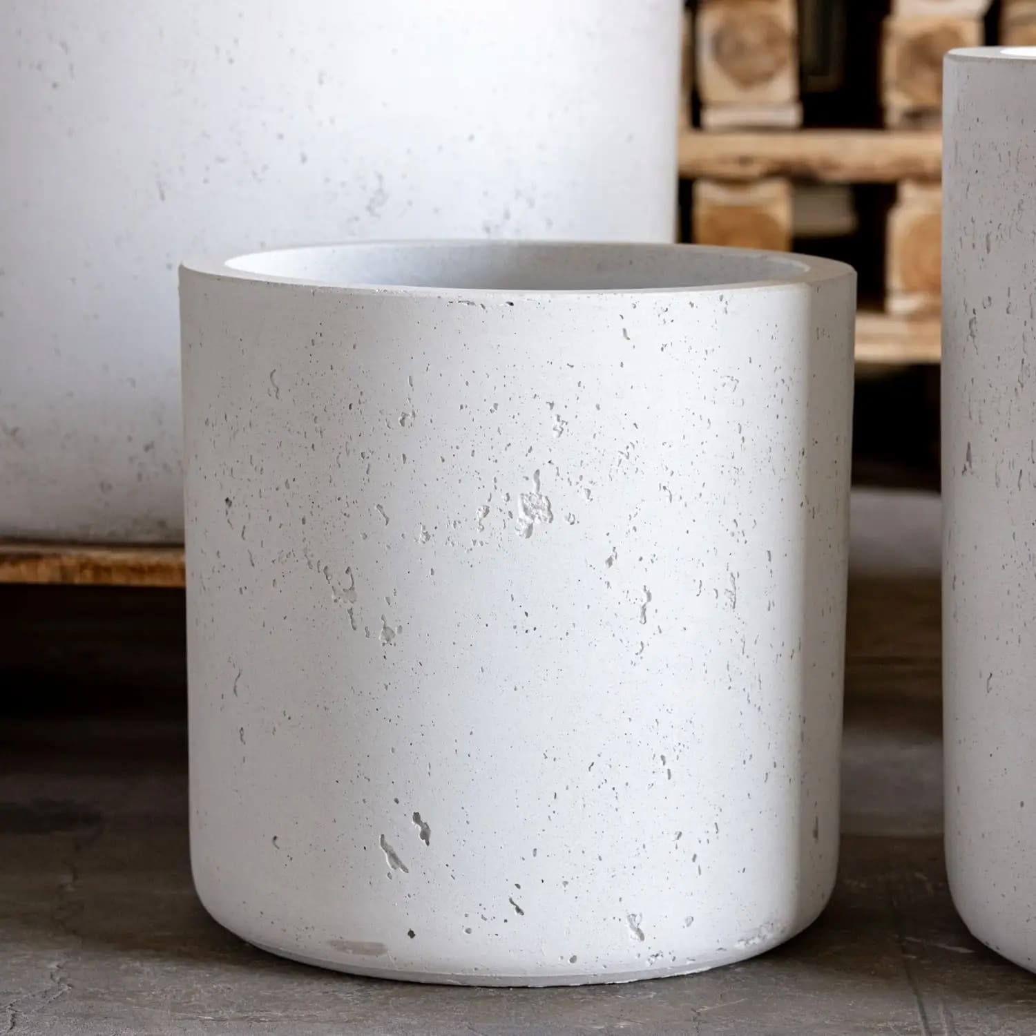 Aurella | White Mist – 85cm XX Large Concrete Cylinder Planter – 365L Round Plant Pot