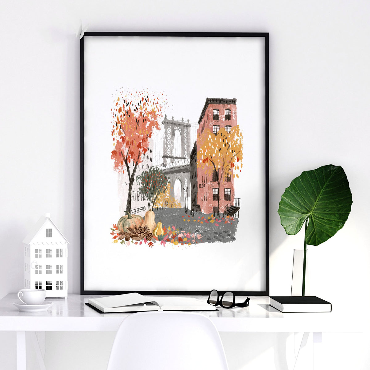Autumn Artwork New York City Watercolour Travel wall art | "Autumn in New York" — piece 3 of 3 in the set
