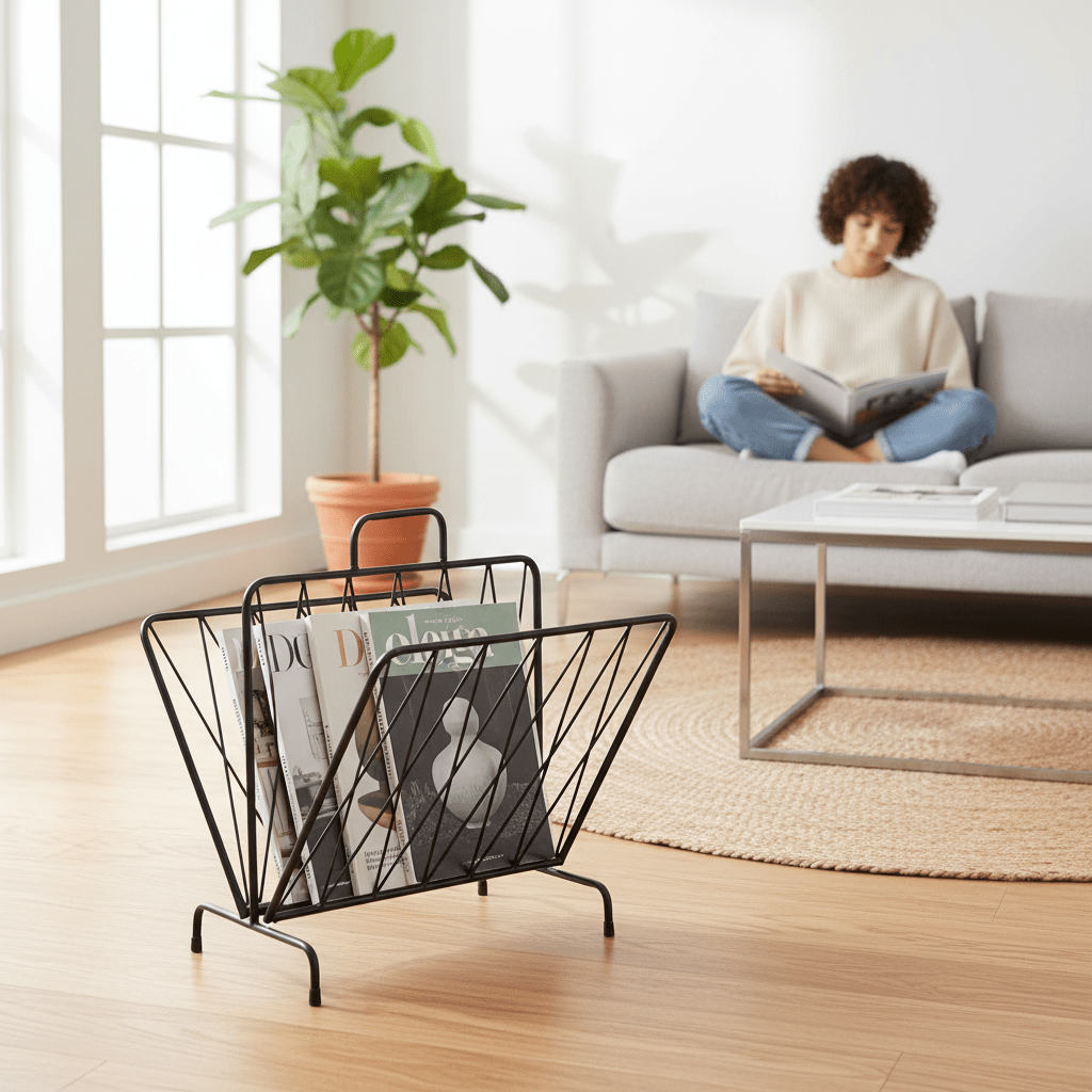 Avento Black Two Pocket Magazine Rack