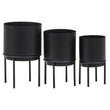 Avento Set Of Three Black Finish Planters