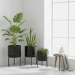 Avento Set Of Three Black Finish Planters