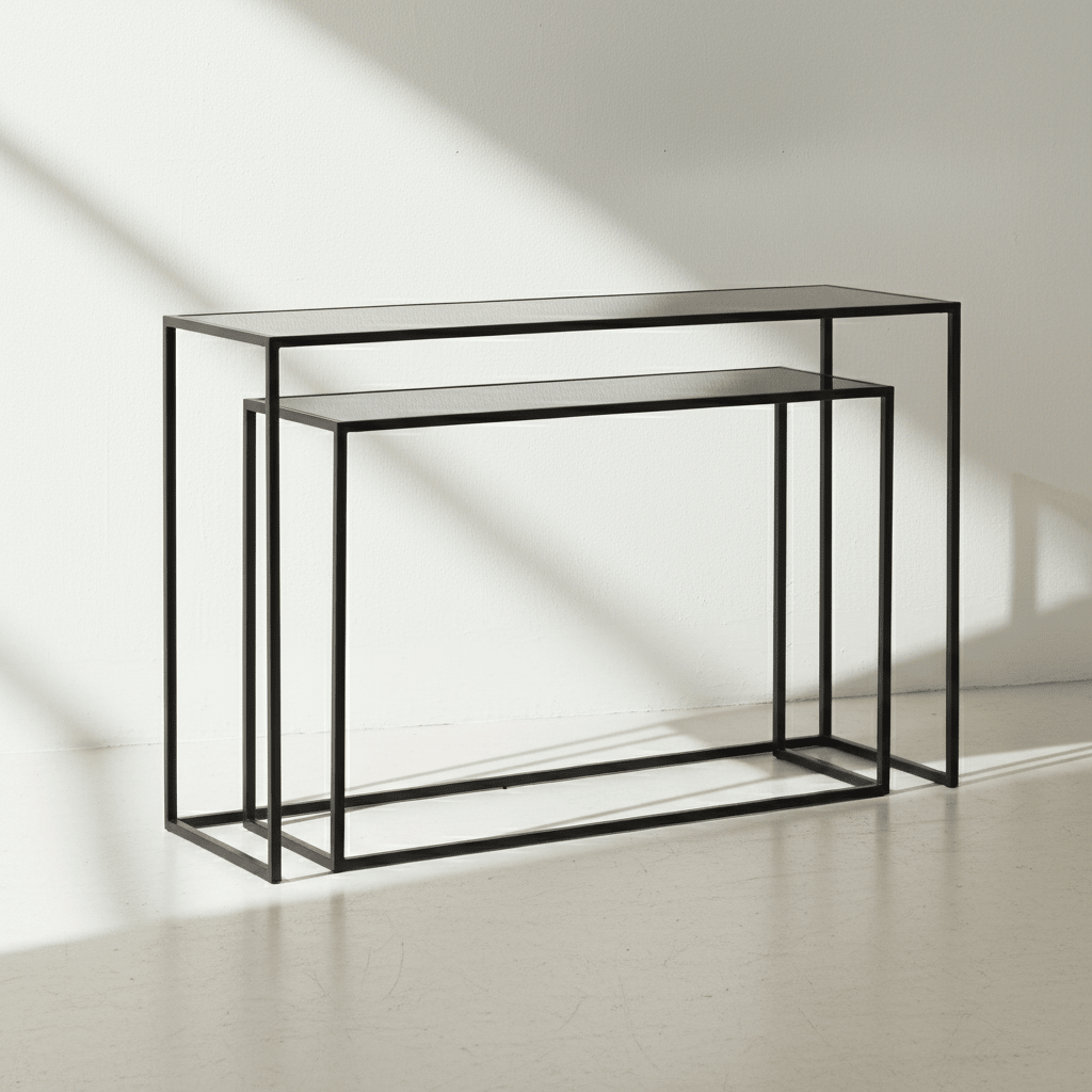 Avento Set Of Two Black Console Tables