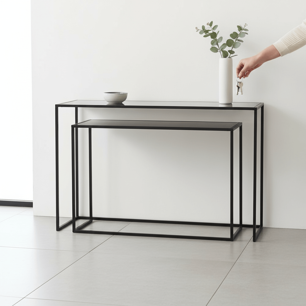 Avento Set Of Two Black Console Tables