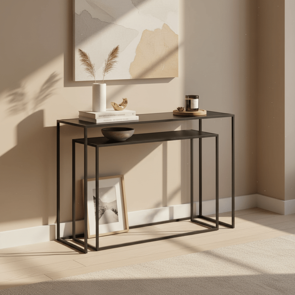Avento Set Of Two Black Console Tables