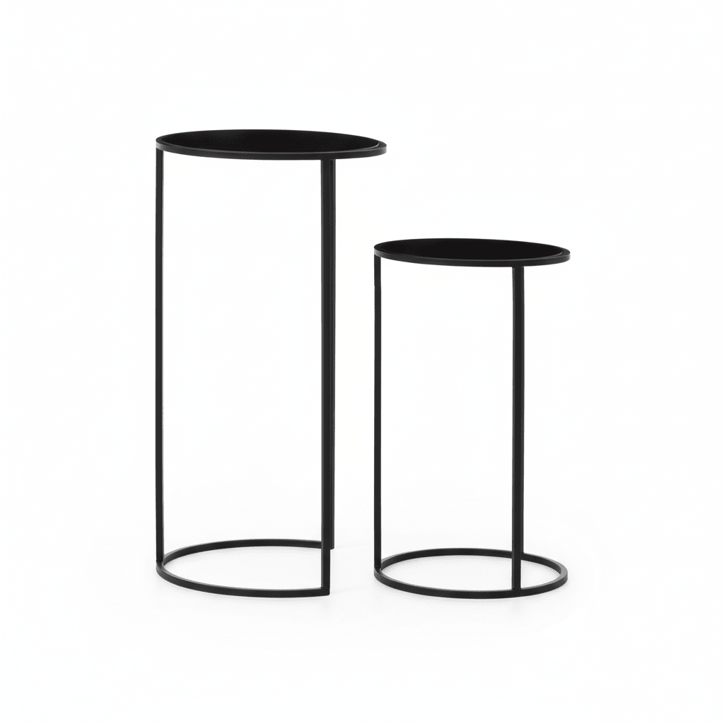 Avento Set Of Two Round Black Plant Stands