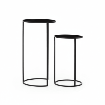 Avento Set Of Two Round Black Plant Stands