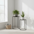 Avento Set Of Two Round Black Plant Stands