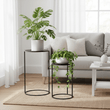 Avento Set Of Two Round Black Plant Stands