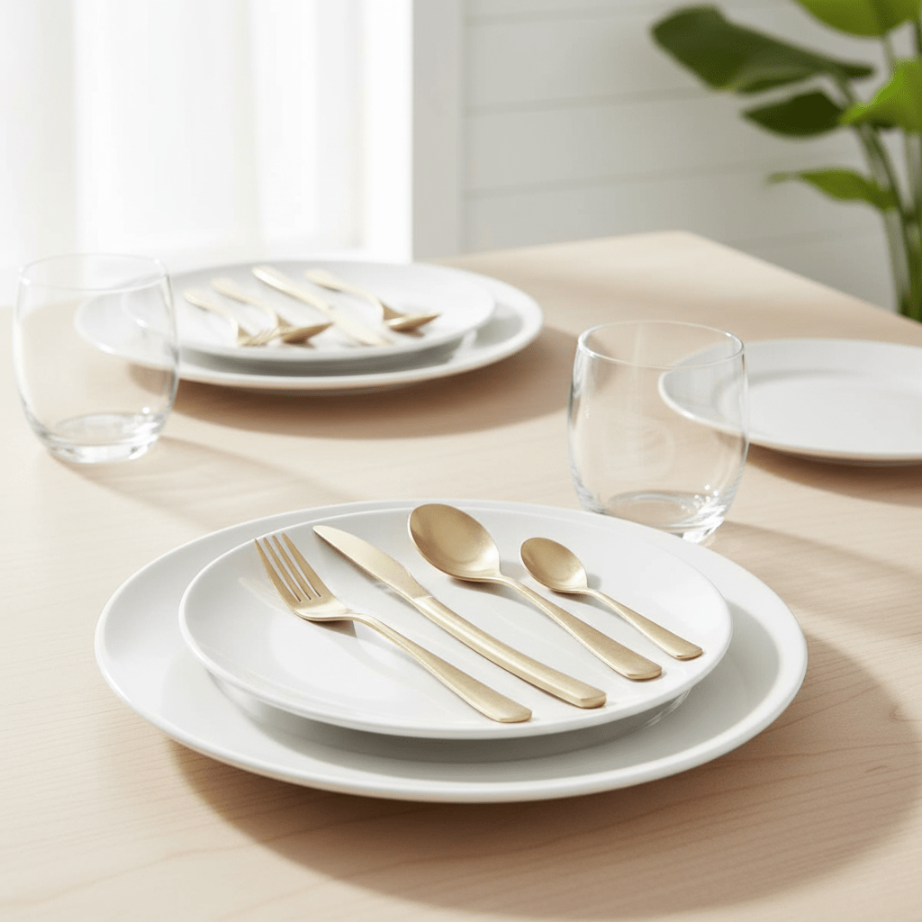 Avie 16 Piece Antique Gold Finish Cutlery Set