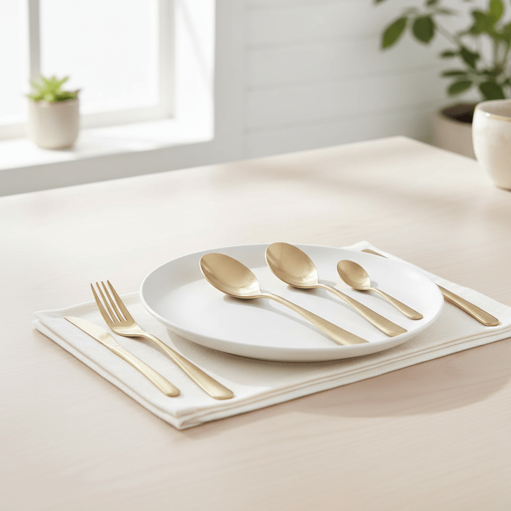 Avie 16 Piece Antique Gold Finish Cutlery Set